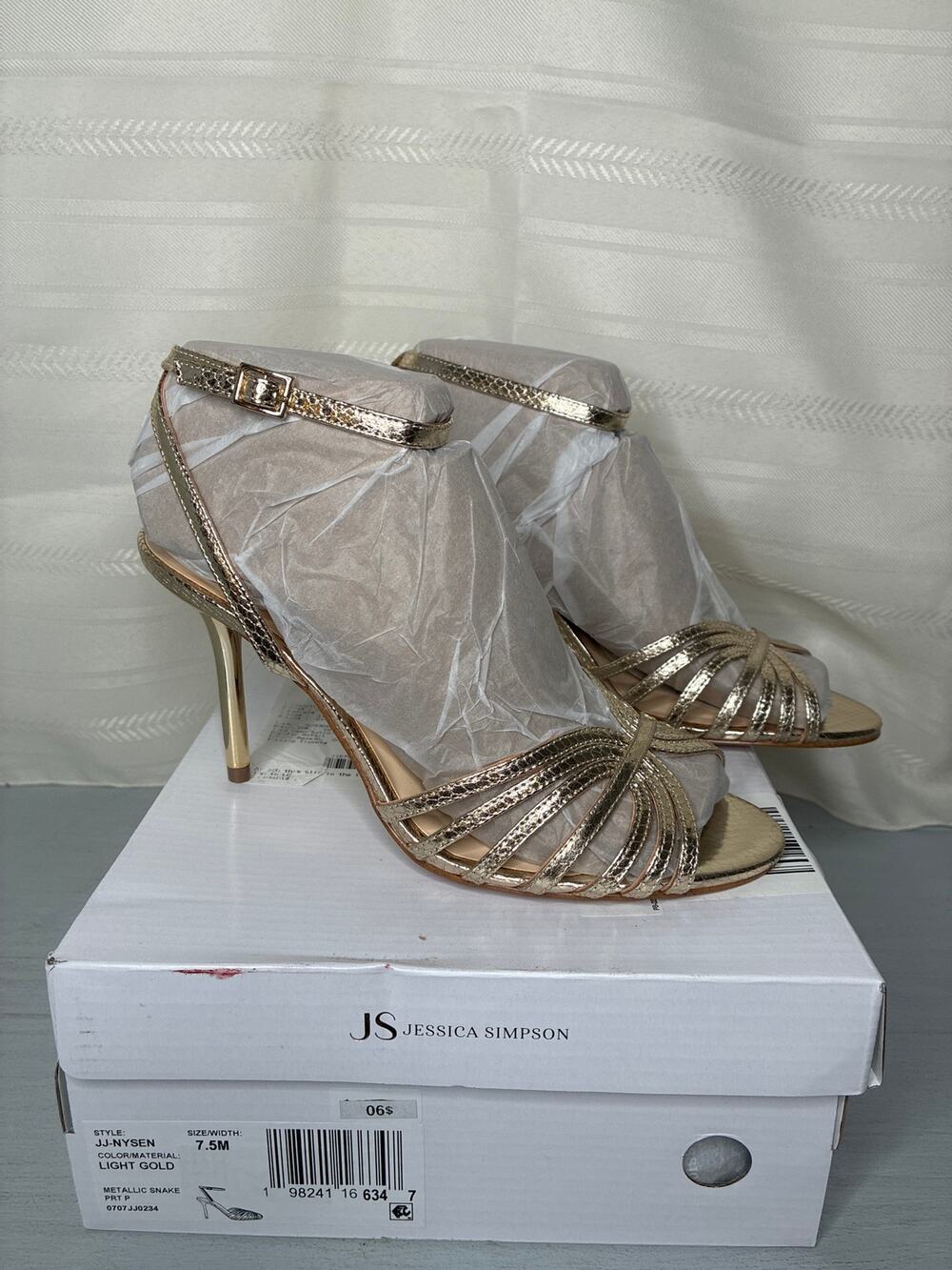 JS Jessica Simpson Nysen Heeled Sandals Light Gold Womens Size 7.5M